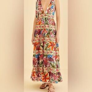 FARM Rio Colorful Patchwork Midi Dress